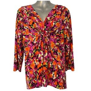 Chaus V Neck Blouse Size L
